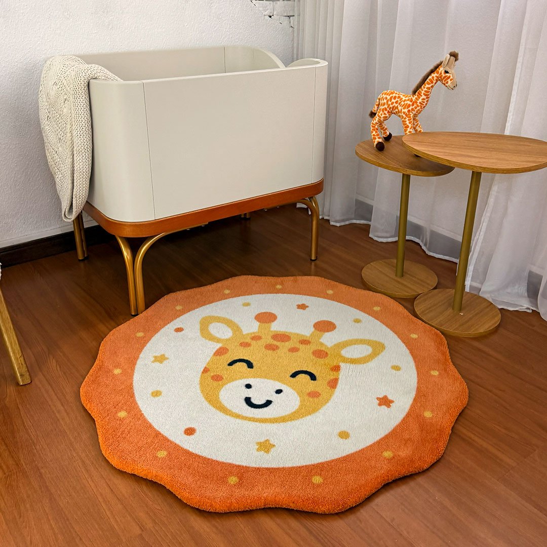 Tapete Infantil Org&acirc;nico Girafa em ambiente infantil