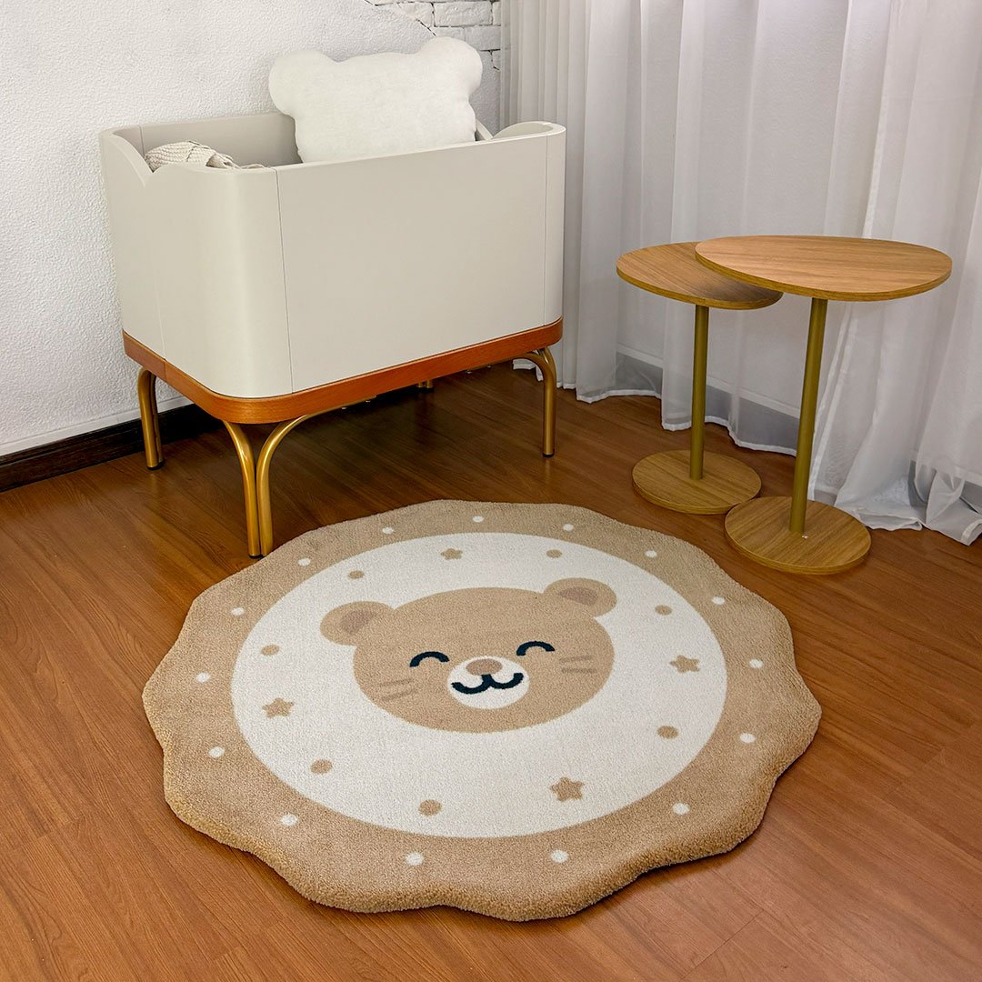 Tapete Infantil Org&acirc;nico Urso em ambiente infantil