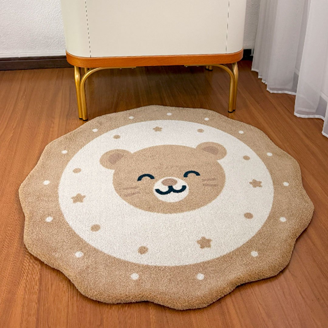Tapete Infantil Org&acirc;nico Urso em tons suaves de bege
